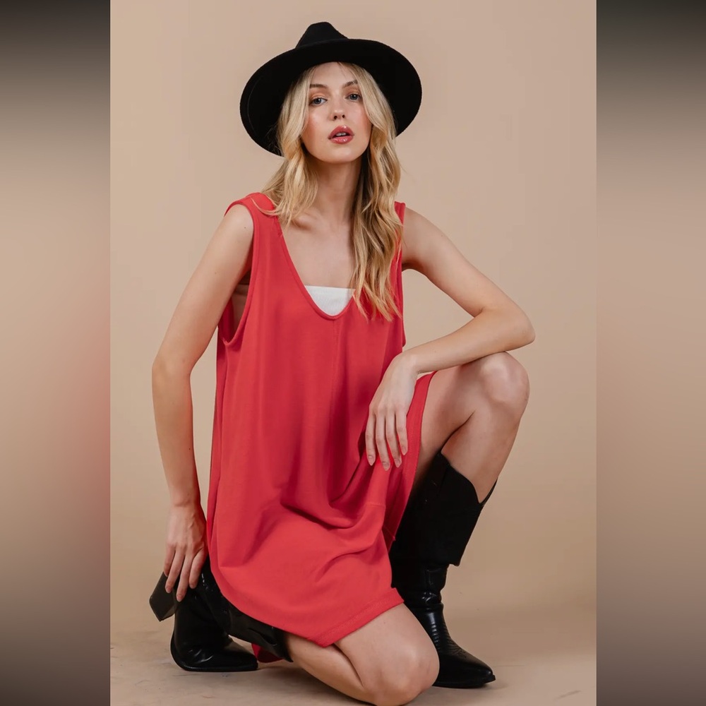 Boho V-Neck Sleeveless Romper with Roll-Up Hem